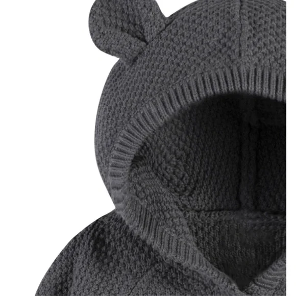 Gerber Baby Boys Charcoal gray sweater Knit Coverall, Cardigan, & Hat Set, 3-6M - Picture 6 of 15